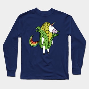 Cute Unicorn Wearing Corn Long Sleeve T-Shirt